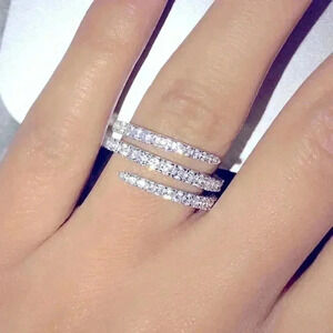 NEW Sterling Silver Diamond Infinity Band Ring